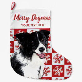 God jul Dogmas Gräns Collie Festive Hund  Stor Julstrumpa