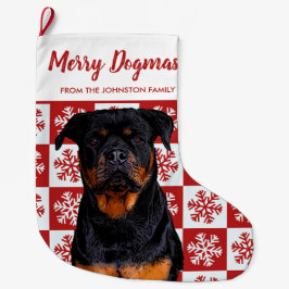 god jul Dogmas Rottweiler Festive Red Hund Stor Julstrumpa
