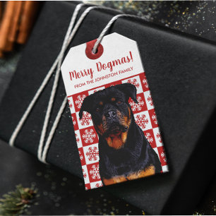 God jul Dogmas Rottweiler Festive Red Presentetikett