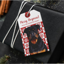 God jul Dogmas Rottweiler Festive Red Presentetikett