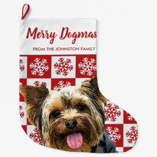 god jul Dogmas Yorkie Festive Red Hund Stor Julstrumpa