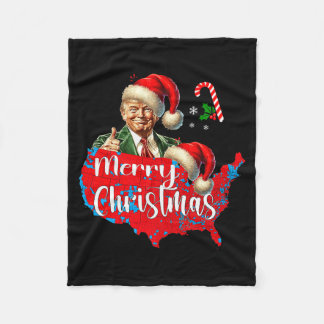 God Jul Donald Trump Röd Översiktskarta Xmas Fleecefilt