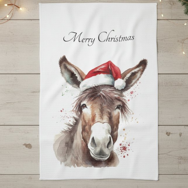 God Jul Donkey, anpassningsbar Kökshandduk (Skapare uppladdad)