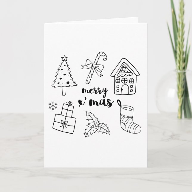God jul Doodle Inslag Firande Helgkort (Framsida)