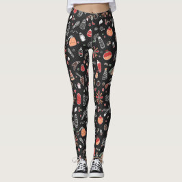 God jul Doodle Mönster Leggings