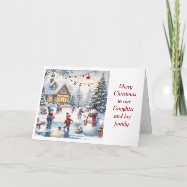 God jul dotter familj  helgkort (Framsida)