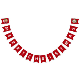 God jul Dotter Red and White Photo Vimplar