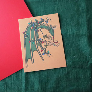 God jul Dragon Geek Helgdagars Vykort