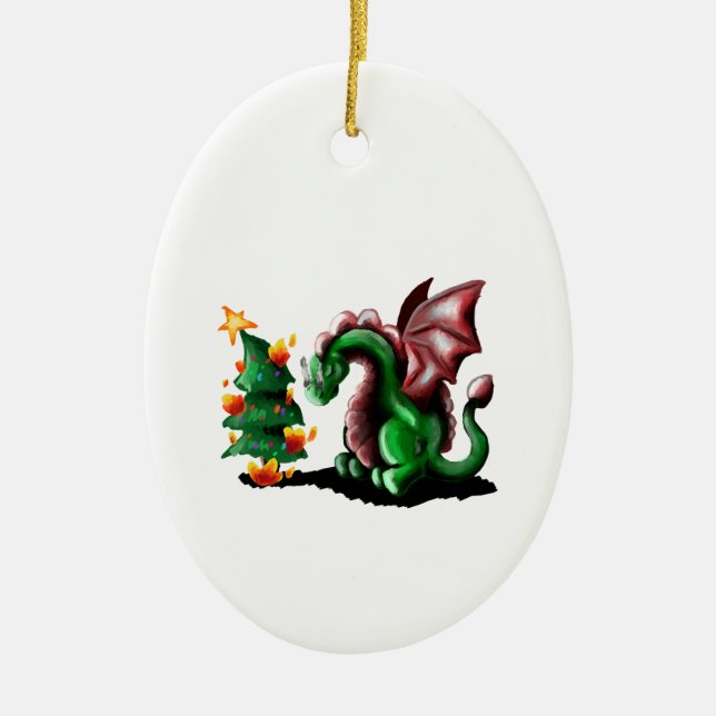 God jul Dragon Julgransprydnad Keramik (Framsidan)