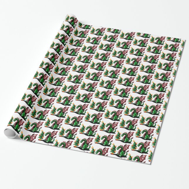 God jul Dragon Presentpapper (Utrullad)