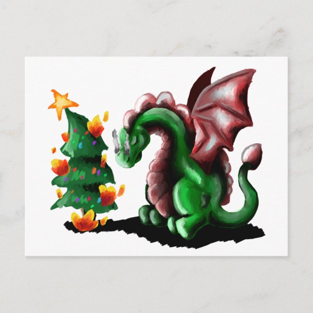 God jul Dragon Vykort (Framsida)