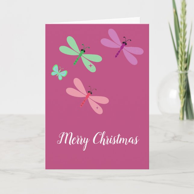 God jul Dragonflies Card Kort (Framsida)