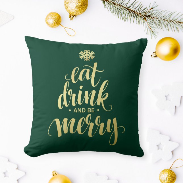 God Jul - Drick och var god Grönt Kudde (Skapare uppladdad)