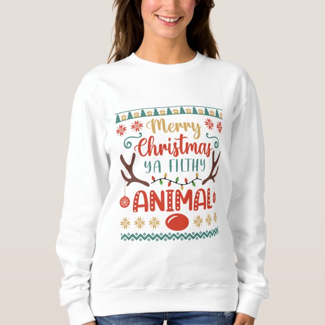 God jul Du Filthy Animal T Shirt (Framsida)