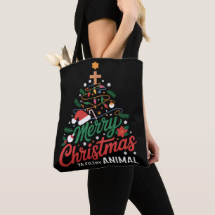 God Jul Du Smutsiga Djur Rolig Jul Familj Tygkasse