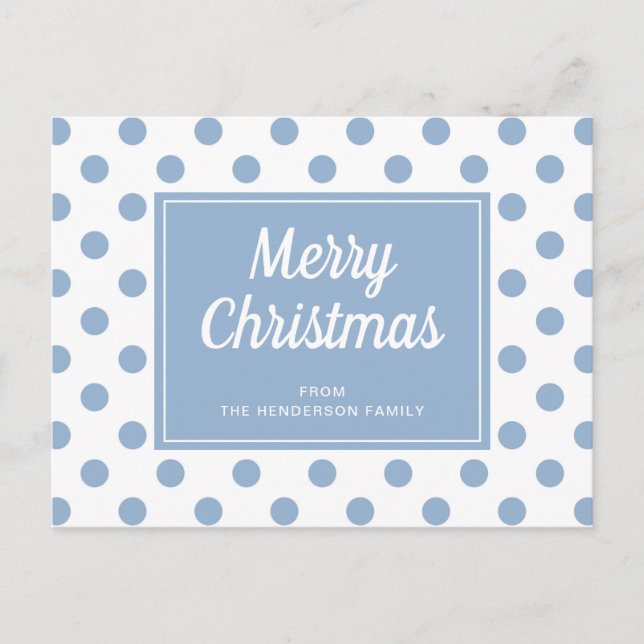 God jul Dusty Blue Polka dots Vykort (Framsida)