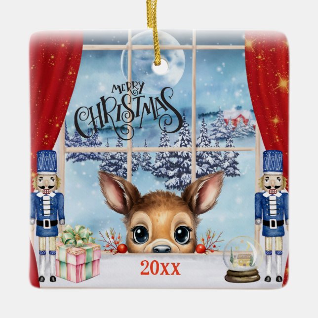 God jul - Egen genomsökning via fönster Julgransprydnad Keramik (Framsida)