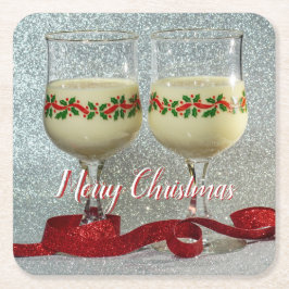 God jul Eggnog Glass Pub Board Underlägg Papper Kvadrat