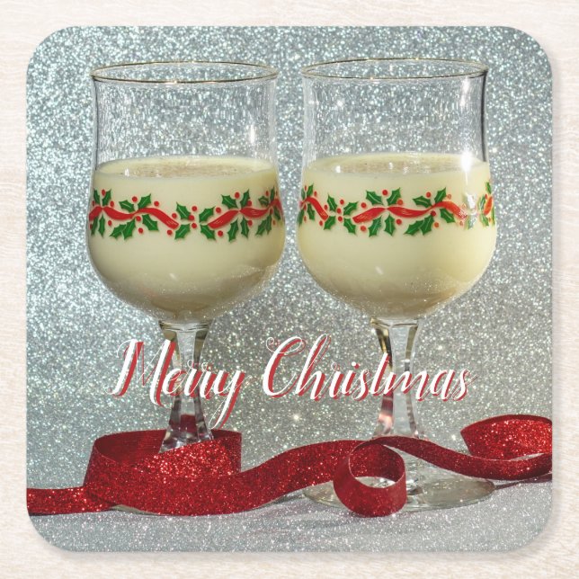 God jul Eggnog Glass Pub Board Underlägg Papper Kvadrat (Framsidan)