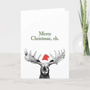 God jul Eh Canadian Moose Stocking Cap Helgkort