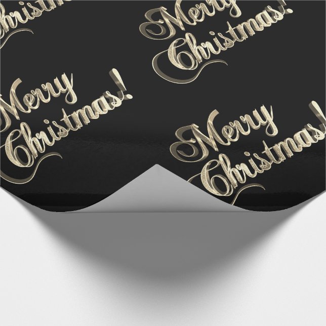 God jul Elegant Black Faux Gold Foil Text Presentpapper (Hörn)