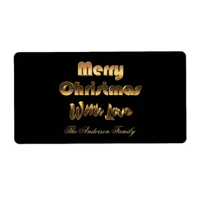 God jul Elegant Black Guld Typography Fraktsedel (Framsidan)