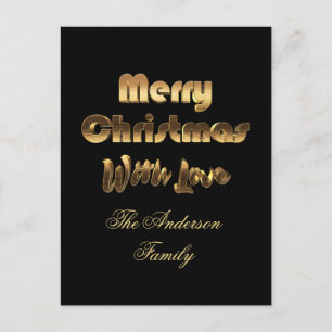God jul Elegant Black Guld Typography Helg Vykort