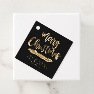 God jul Elegant Black och Guld Script Chic Gåvor Etiketter