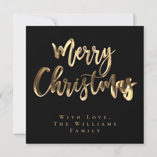 God jul Elegant Black och Guld Script Chic Julkort (Framsida)