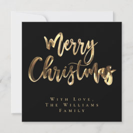 God jul Elegant Black och Guld Script Chic Julkort