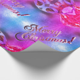 God jul Elegant Blue och Rosa Script Modern Presentpapper