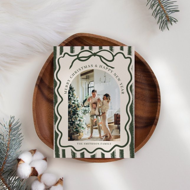 God jul Elegant Bow-foto Julkort (Skapare uppladdad)