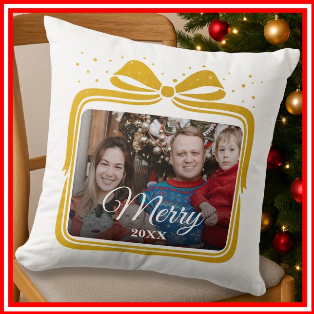 God jul Elegant Bow Present Foto Collage Kudde (Skapare uppladdad)