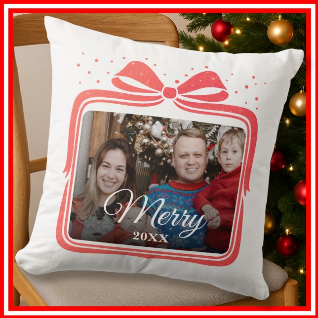 God jul Elegant Bow Present Foto Collage Kudde (Skapare uppladdad)