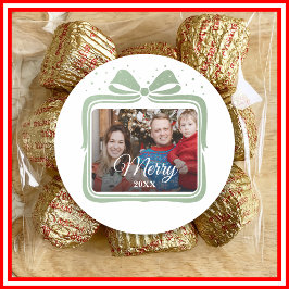 God jul Elegant Bow Present Foto Collage Runt Klistermärke