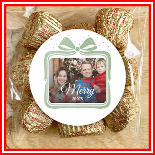 God jul Elegant Bow Present Foto Collage Runt Klistermärke