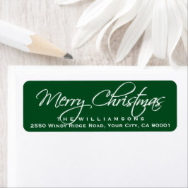 God jul Elegant Calligraphy Script-Grönt Returadress Etikett