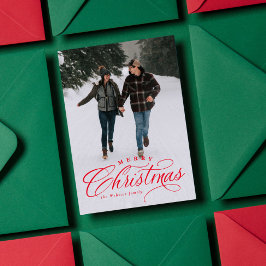 God jul elegant ett fotorött Helgdag-kort Julkort