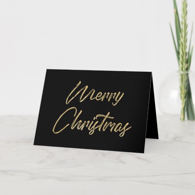 God jul Elegant Faux Gold Foil and Black Helgkort (Framsida)