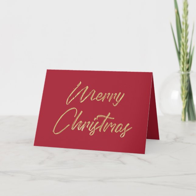 God jul Elegant Faux Guld Foil och Red Helgkort (Framsida)