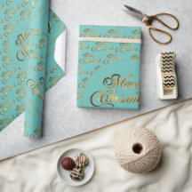 God jul Elegant Faux Guld Script Teal