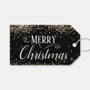 god jul Elegant Glitter Gift-Märkre Presentetikett