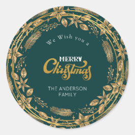 God jul Elegant Guld Arch Grönt Runt Klistermärke