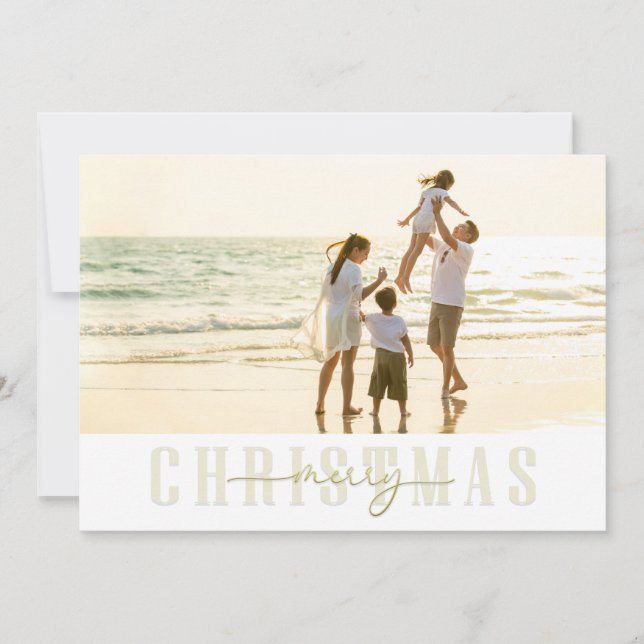 God jul Elegant Guld Calligraphy 3 Photo Julkort (Framsida)