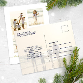 God jul Elegant Guld Calligraphy 5 Photo Helg Vykort