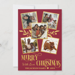 god jul Elegant Guld fotokollage Julkort