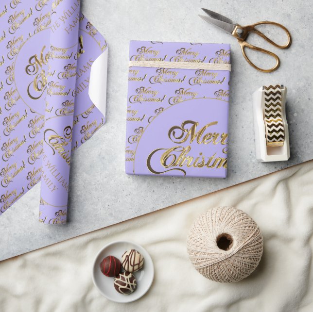 God jul Elegant Guld Script Lilac Lila Presentpapper (Hantverk)