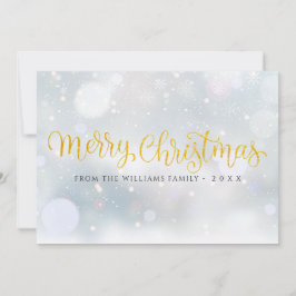 God jul Elegant Guld Script Snöflingor Julkort