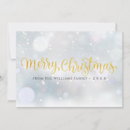 God Jul Elegant Guld Skrift Snöflingor Julkort