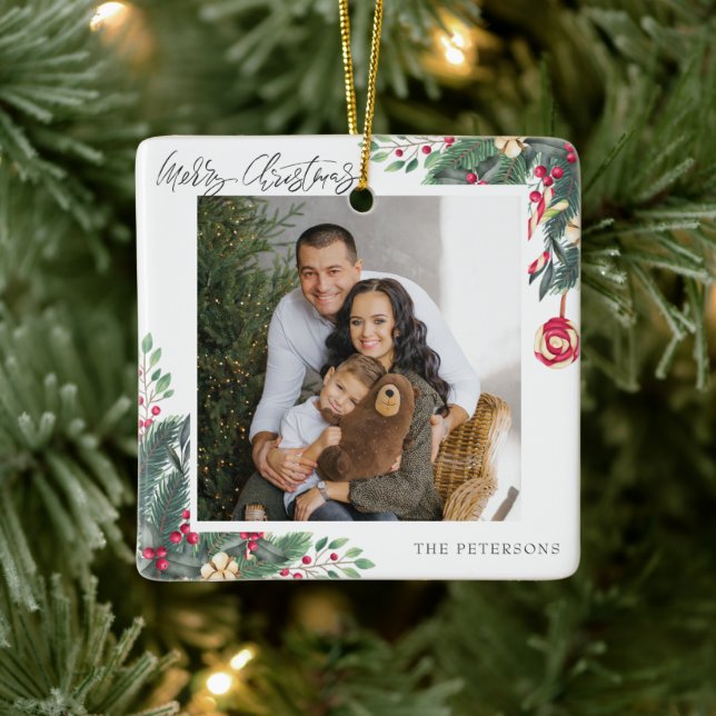 God jul Elegant, jul, foto för Hälsning Julgransprydnad Keramik (Träd)